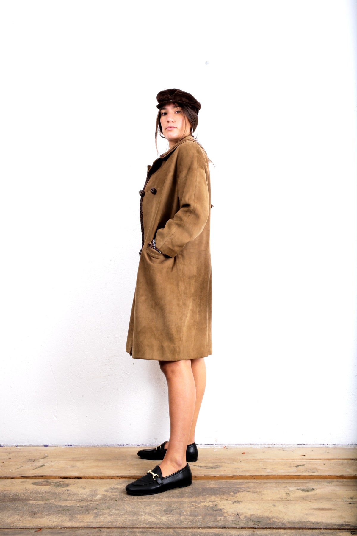 TRENCH IN PELLE SCAMOSCIATA VINTAGE