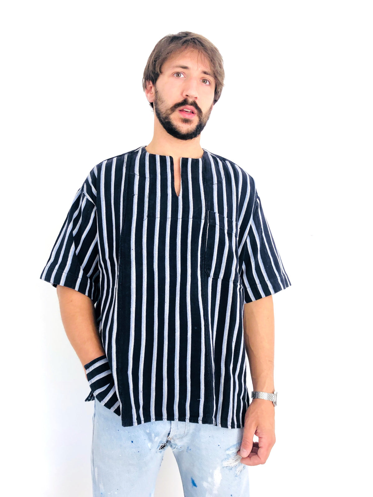 CAMICIA COREANA A RIGHE