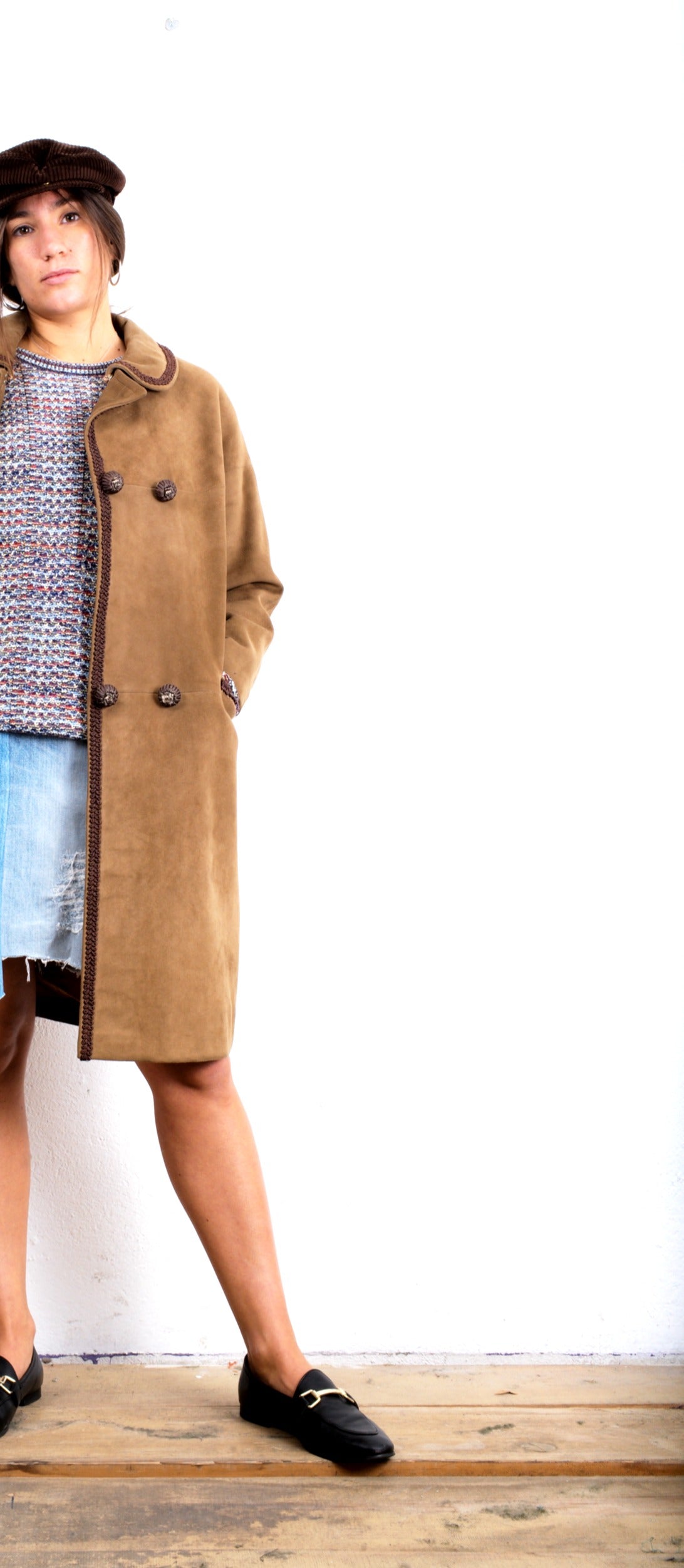 TRENCH IN PELLE SCAMOSCIATA VINTAGE