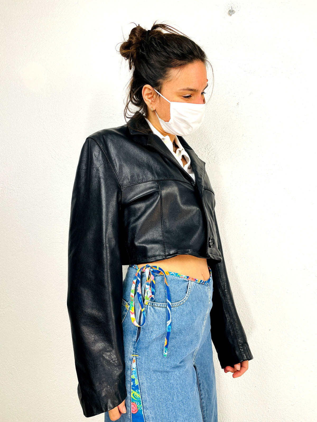 GIACCA CROP IN PELLE VINTAGE