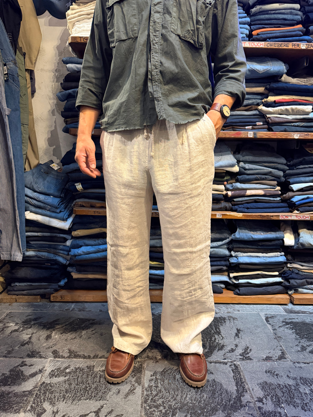 Pantaloni 100% Lino BEIGE