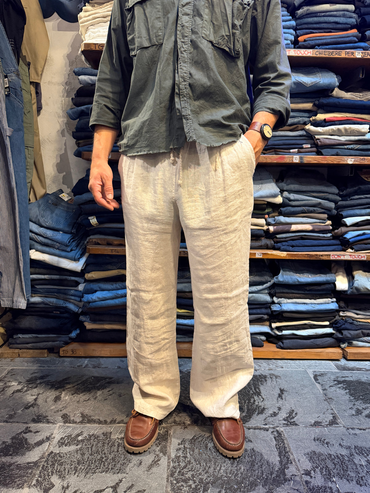 Pantaloni 100% Lino BEIGE
