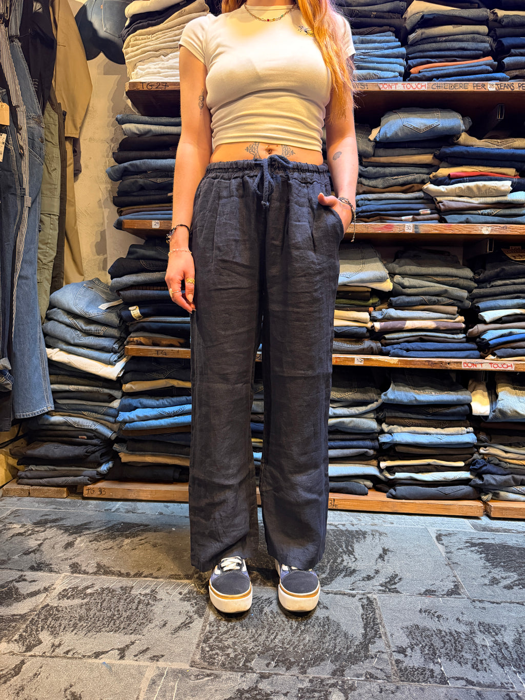 Pantalone 100% Lino BLU NAVY