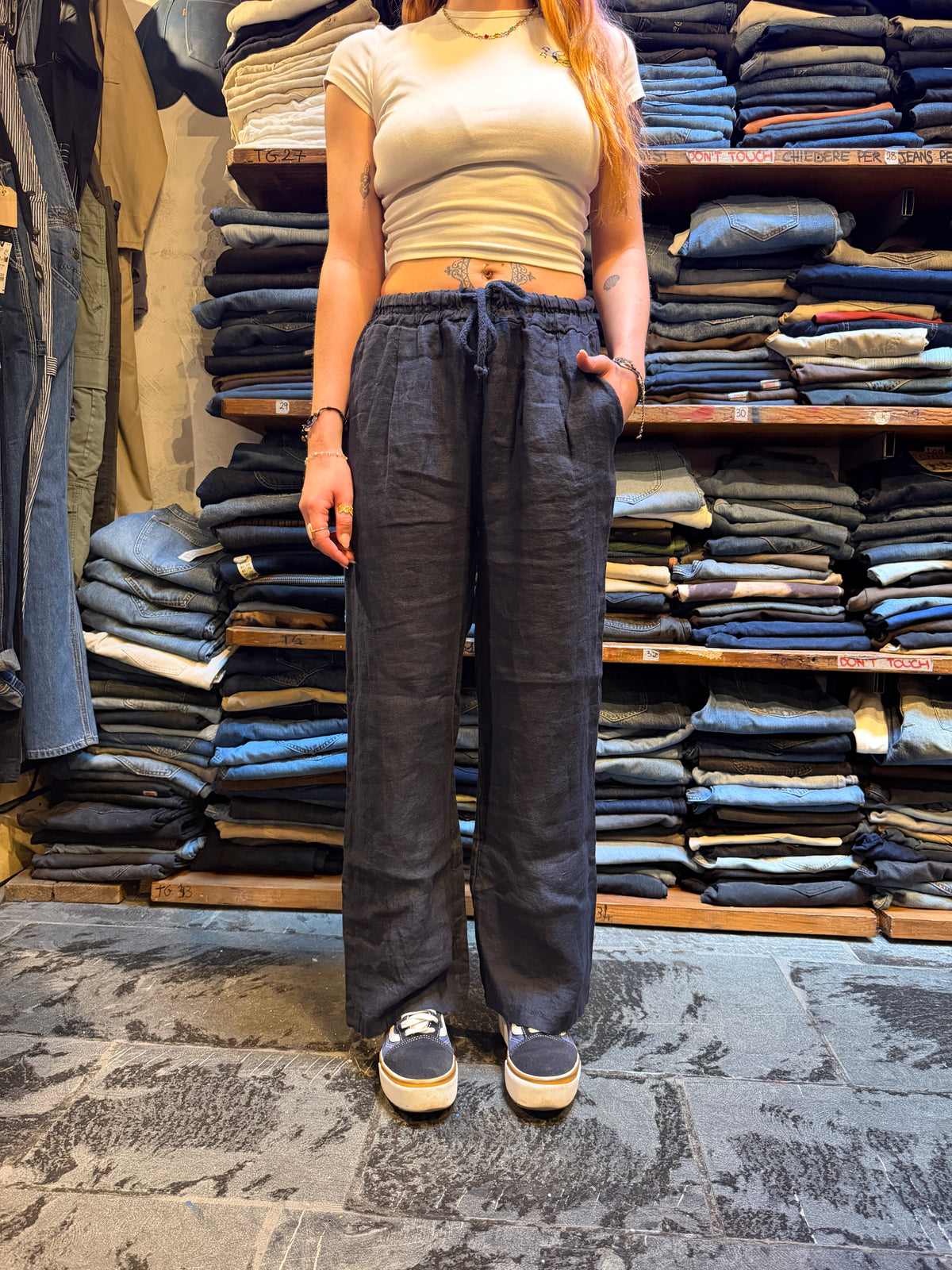 Pantalone 100% Lino BLU NAVY