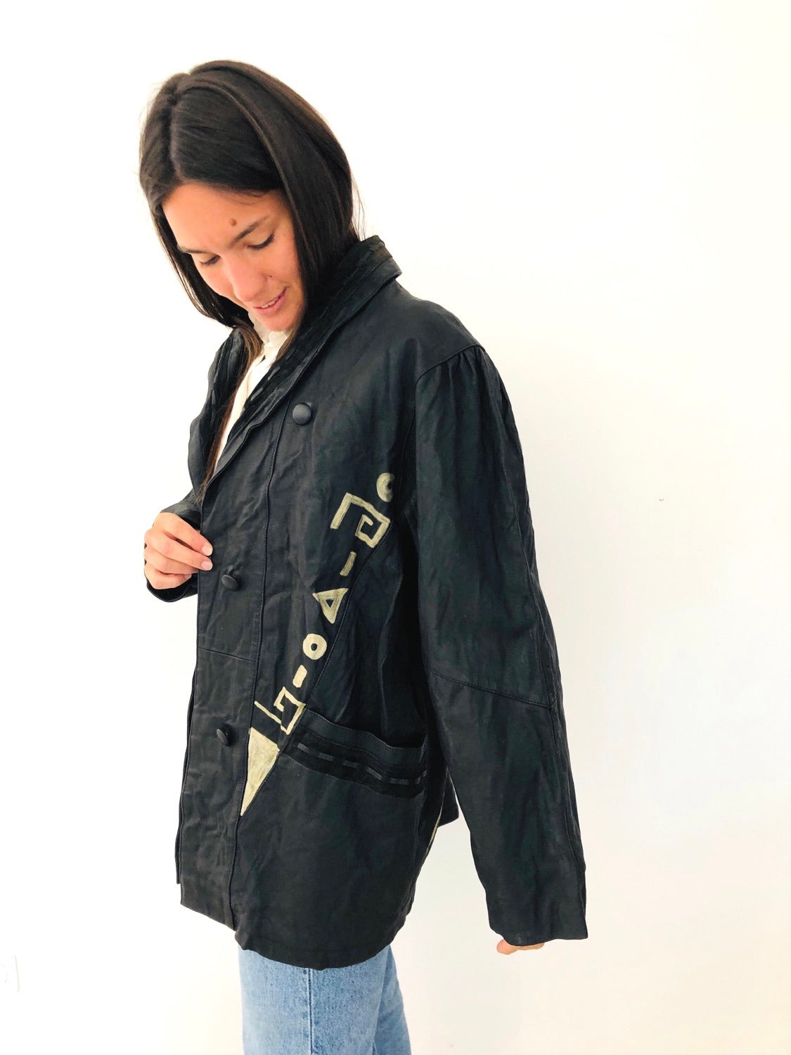 GIACCA IN VERA PELLE VINTAGE DIPINTA A MANO