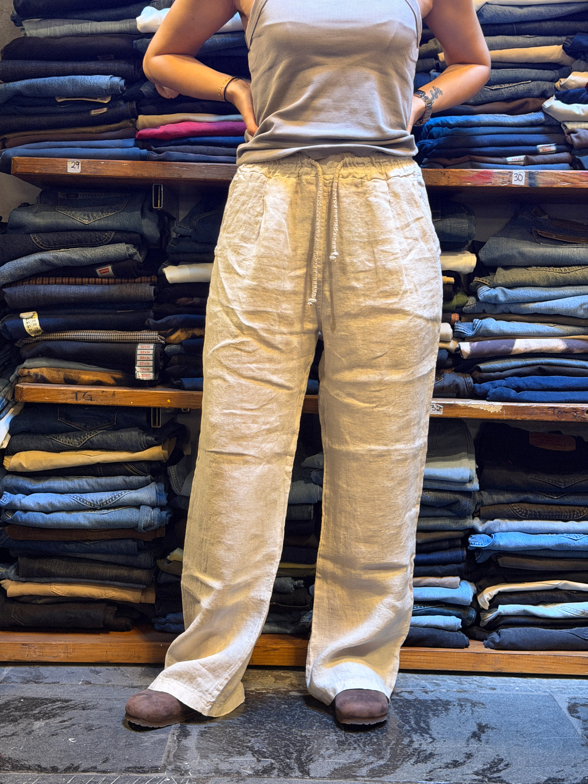 Pantaloni 100% Lino BEIGE