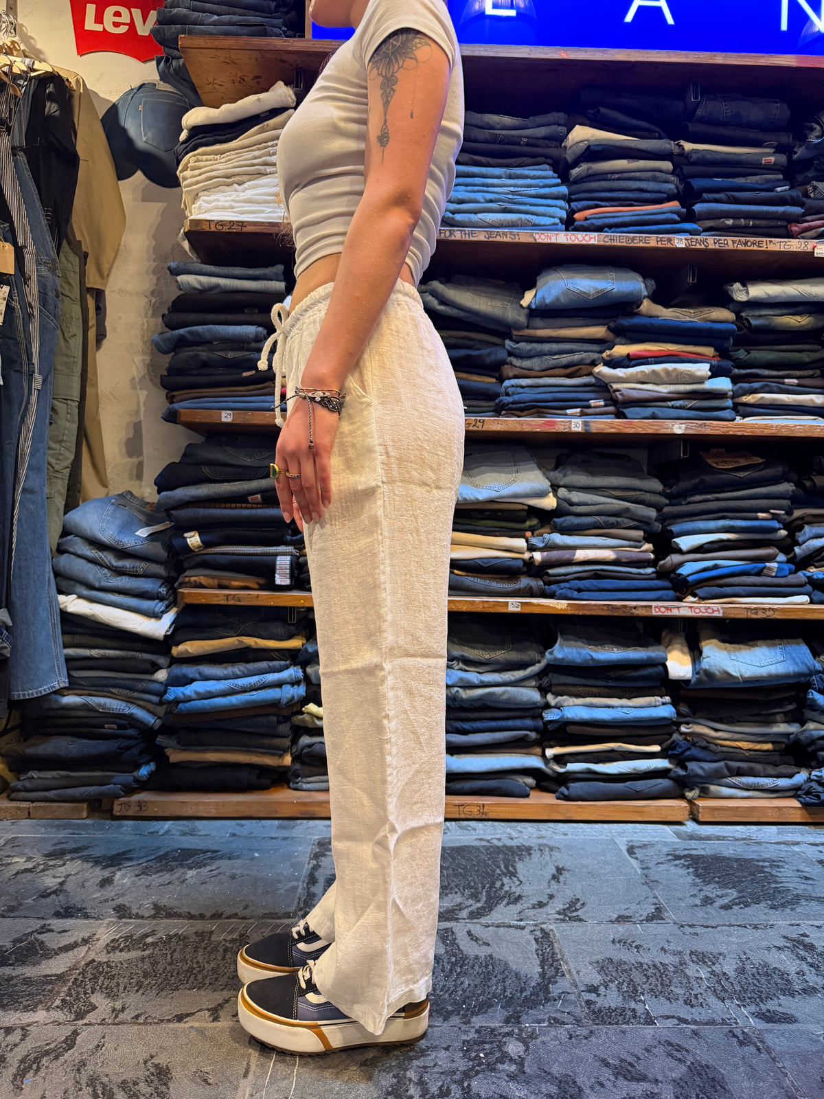 Pantalone 100% Lino BIANCO