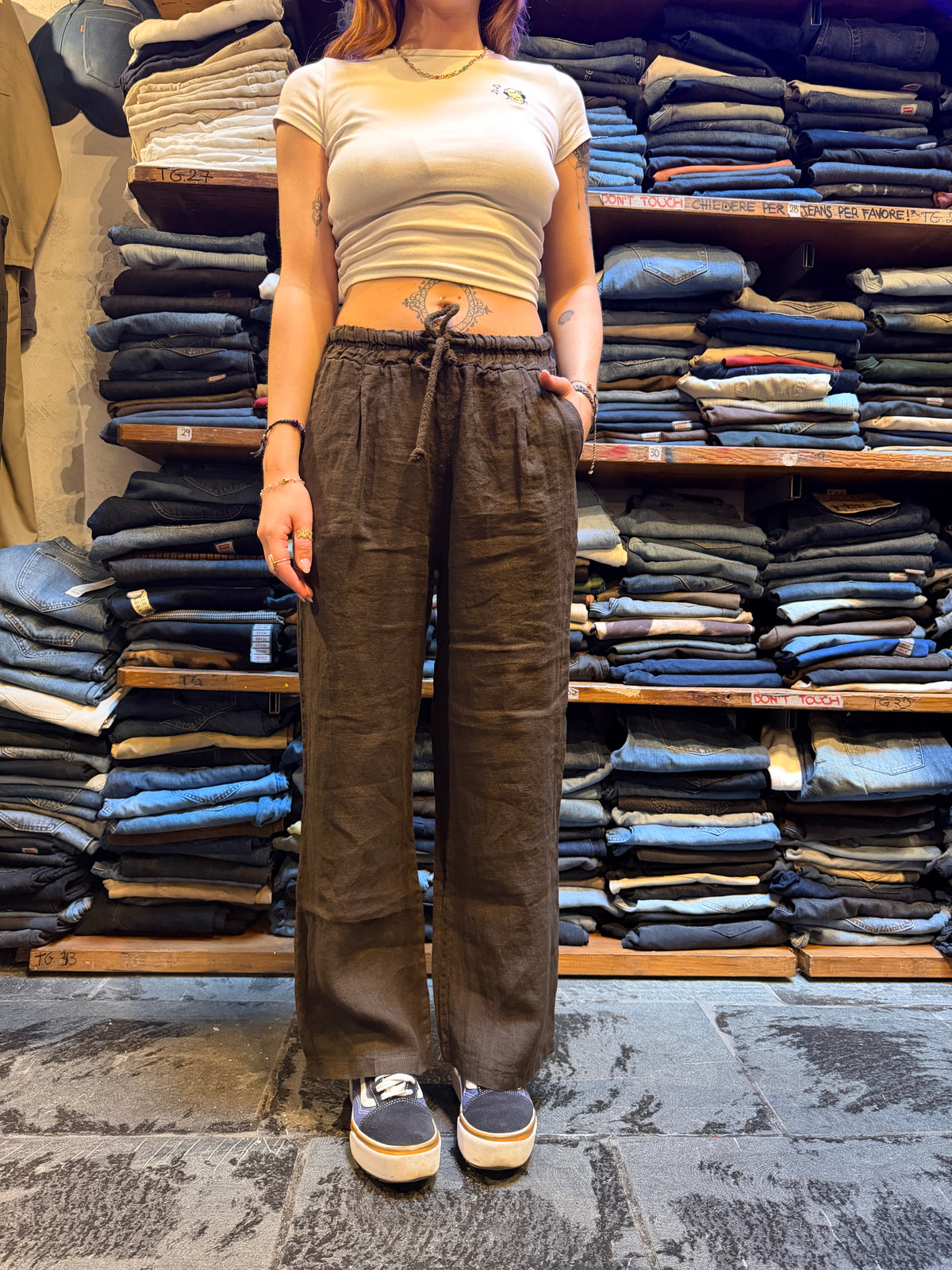 Pantalone 100% Lino MARRONE