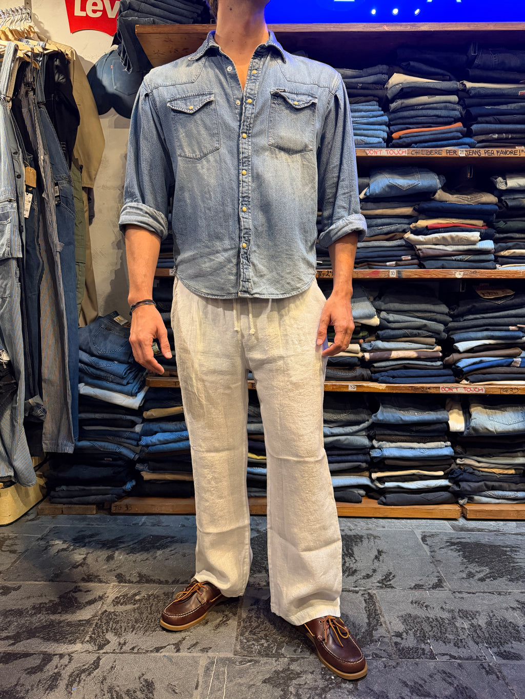 Pantalone 100% Lino BIANCO