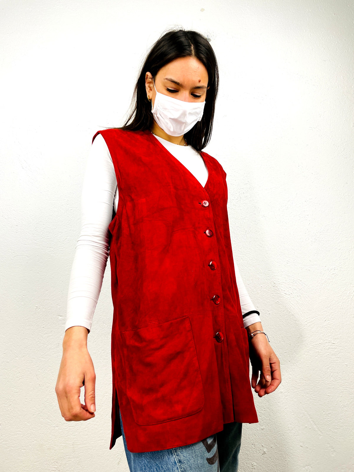 GILET PELLE SCAMOSCIATA VINTAGE