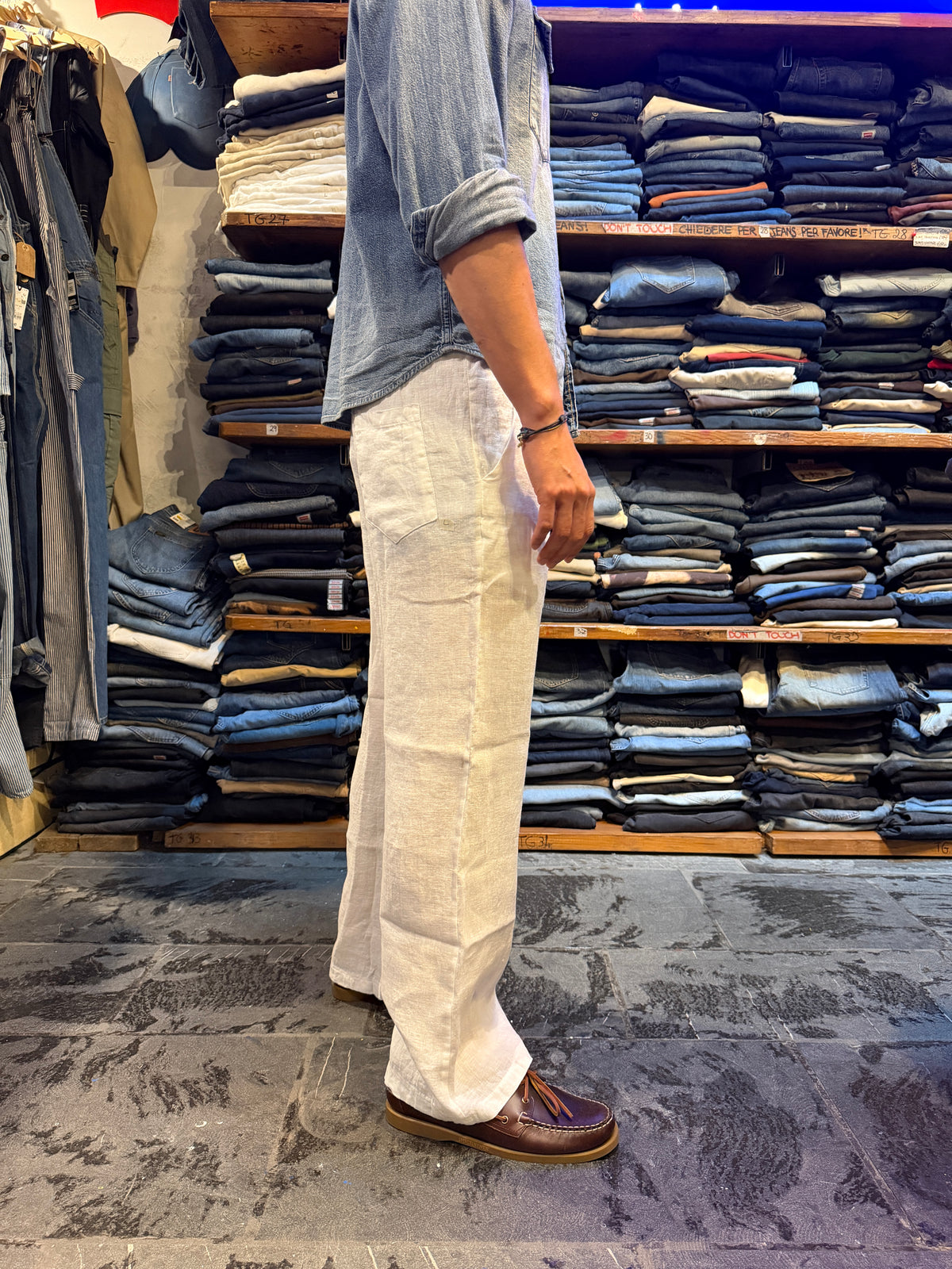 Pantalone 100% Lino BIANCO