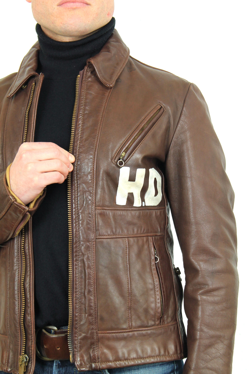 GIACCA VERA PELLE VINTAGE CUSTOMIZZATA HARLEY DAVIDSON