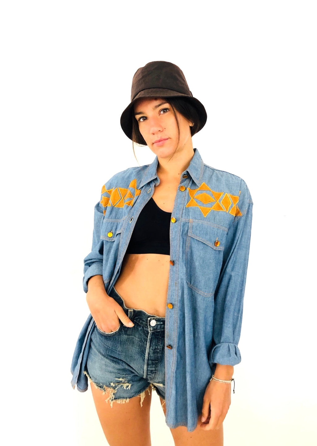 CAMICIA DI JEANS WESTERN VINTAGE MAKOTO
