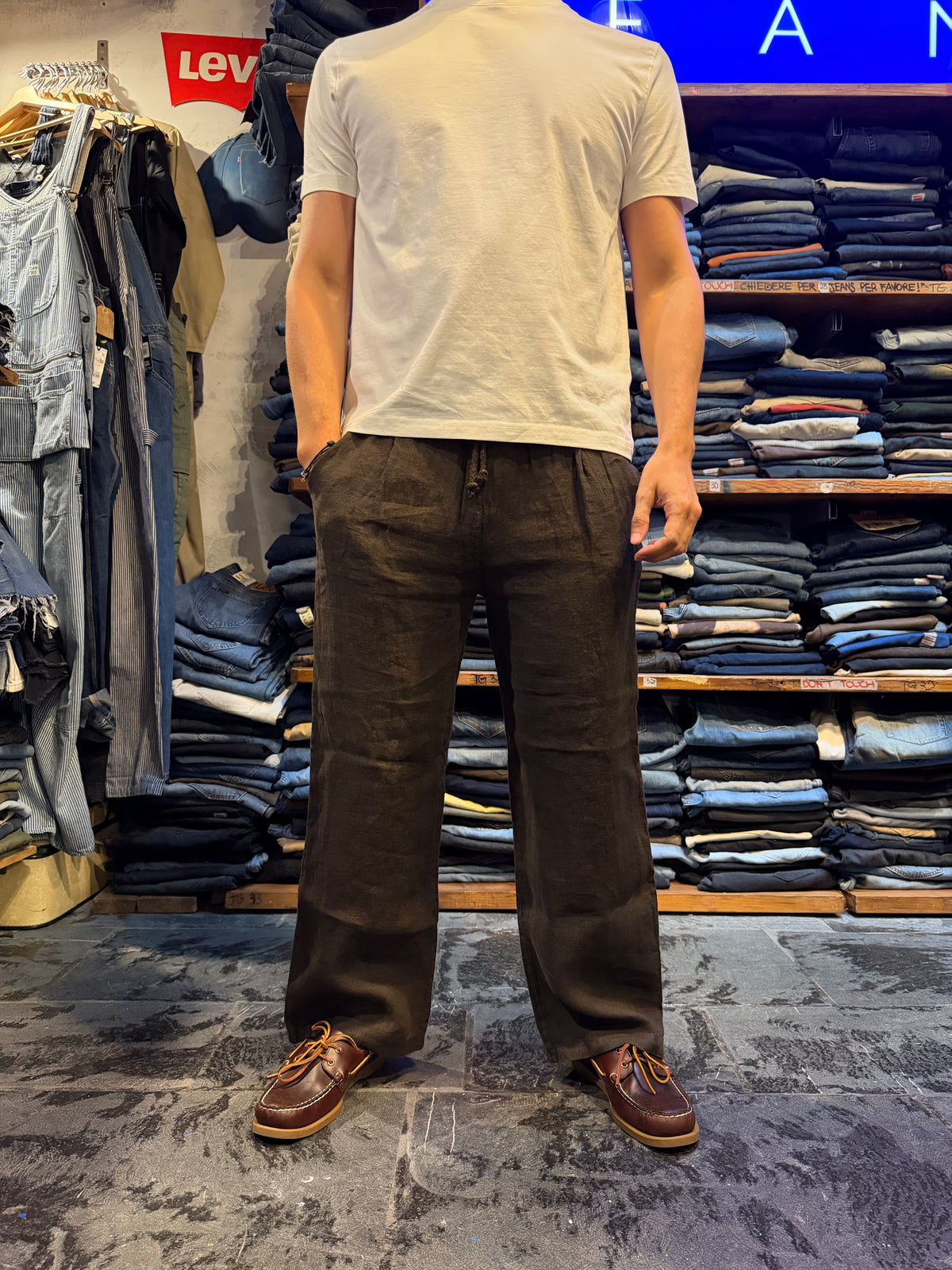 Pantalone 100% Lino MARRONE