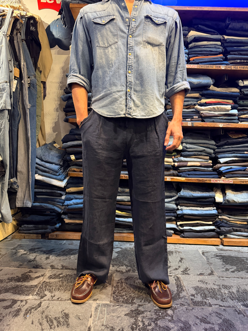 Pantalone 100% Lino BLU NAVY