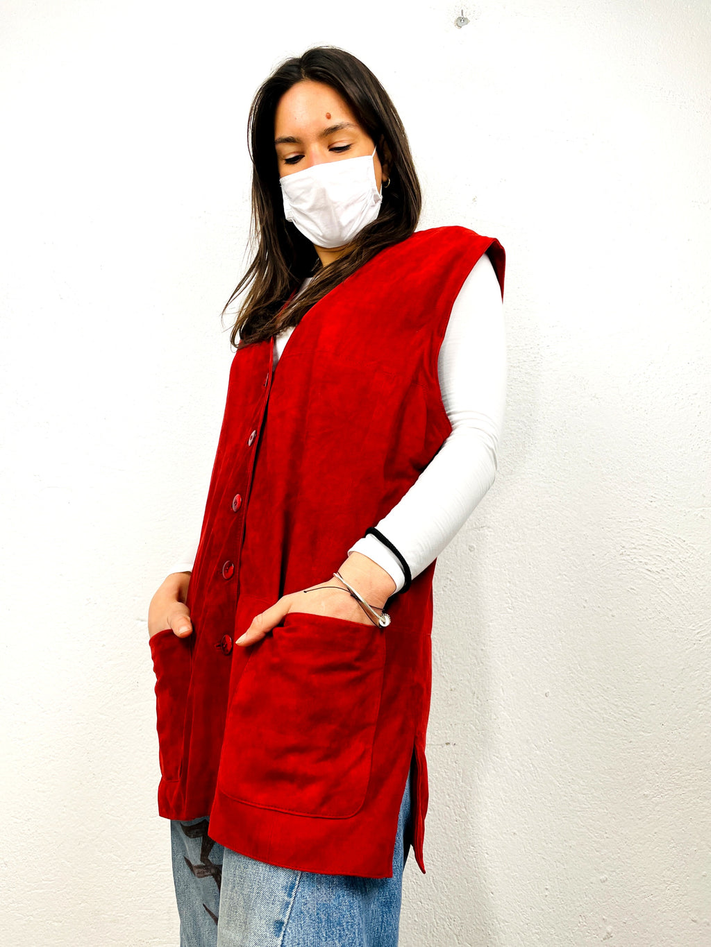 GILET PELLE SCAMOSCIATA VINTAGE