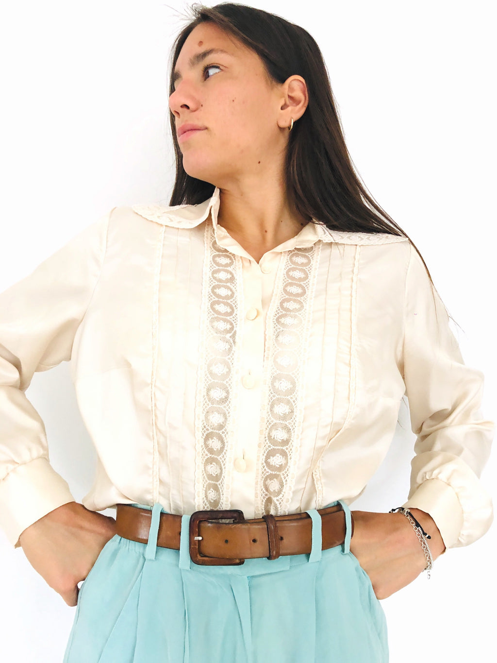 CAMICIA SETA E PIZZO VINTAGE