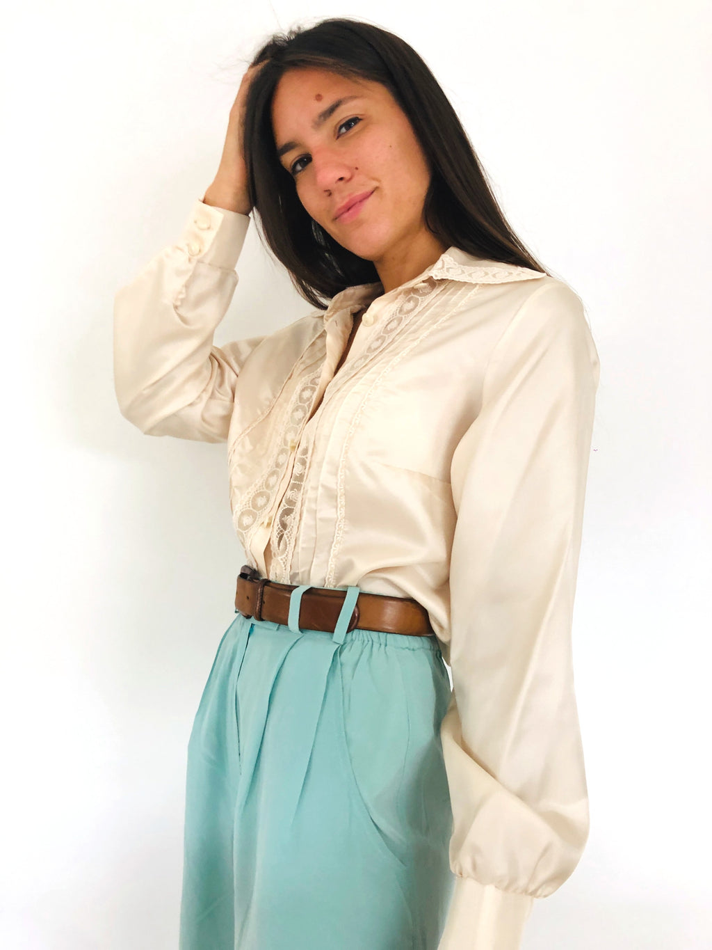 CAMICIA SETA E PIZZO VINTAGE