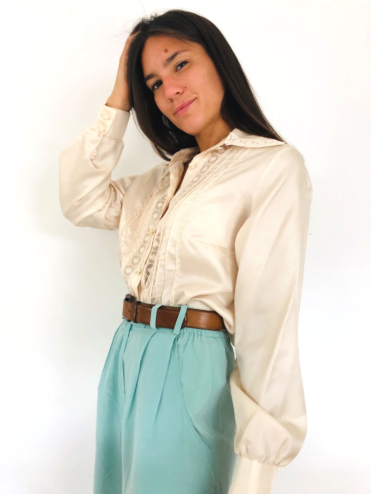 CAMICIA SETA E PIZZO VINTAGE