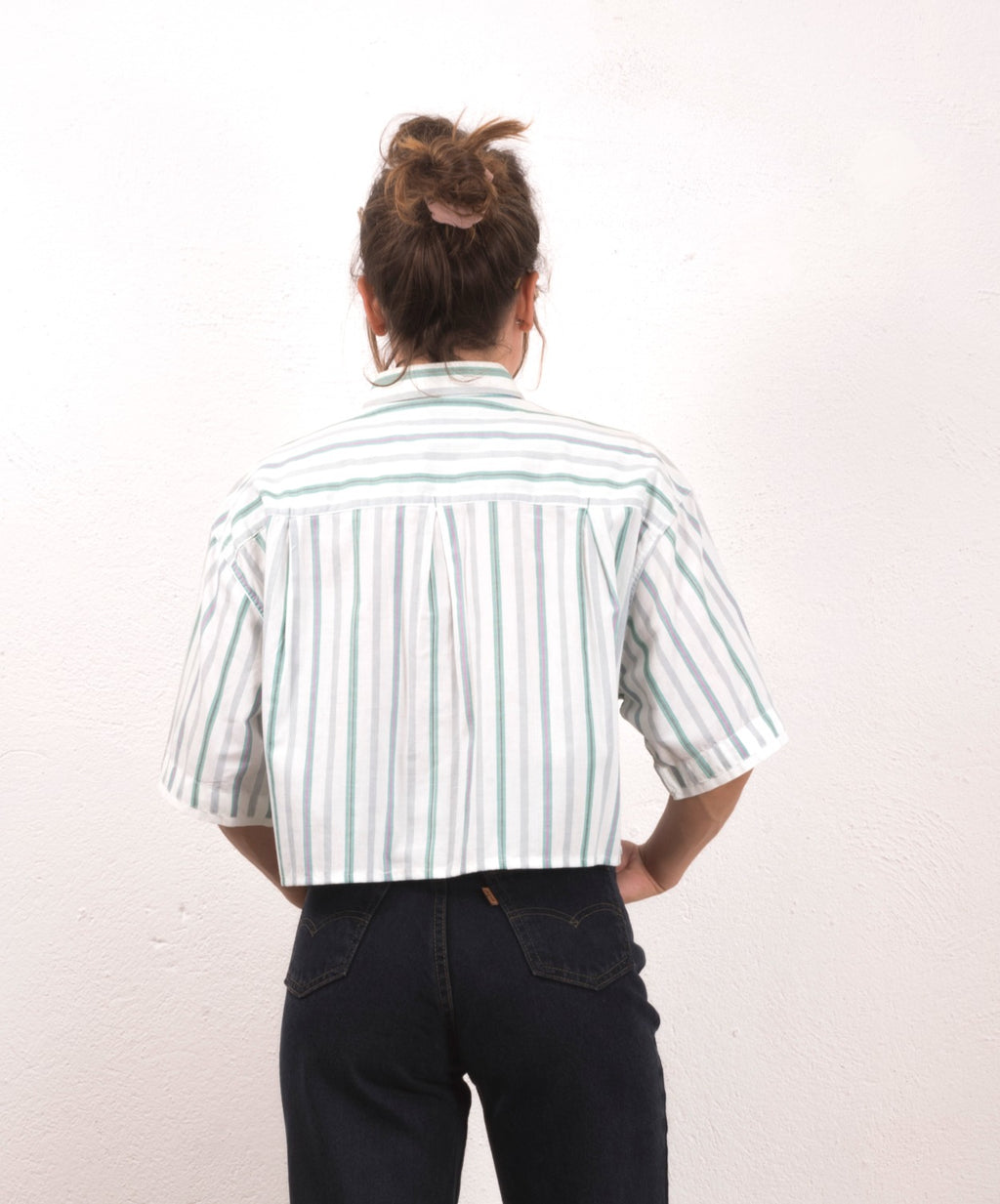 CAMICIA CROP VINTAGE A RIGHE