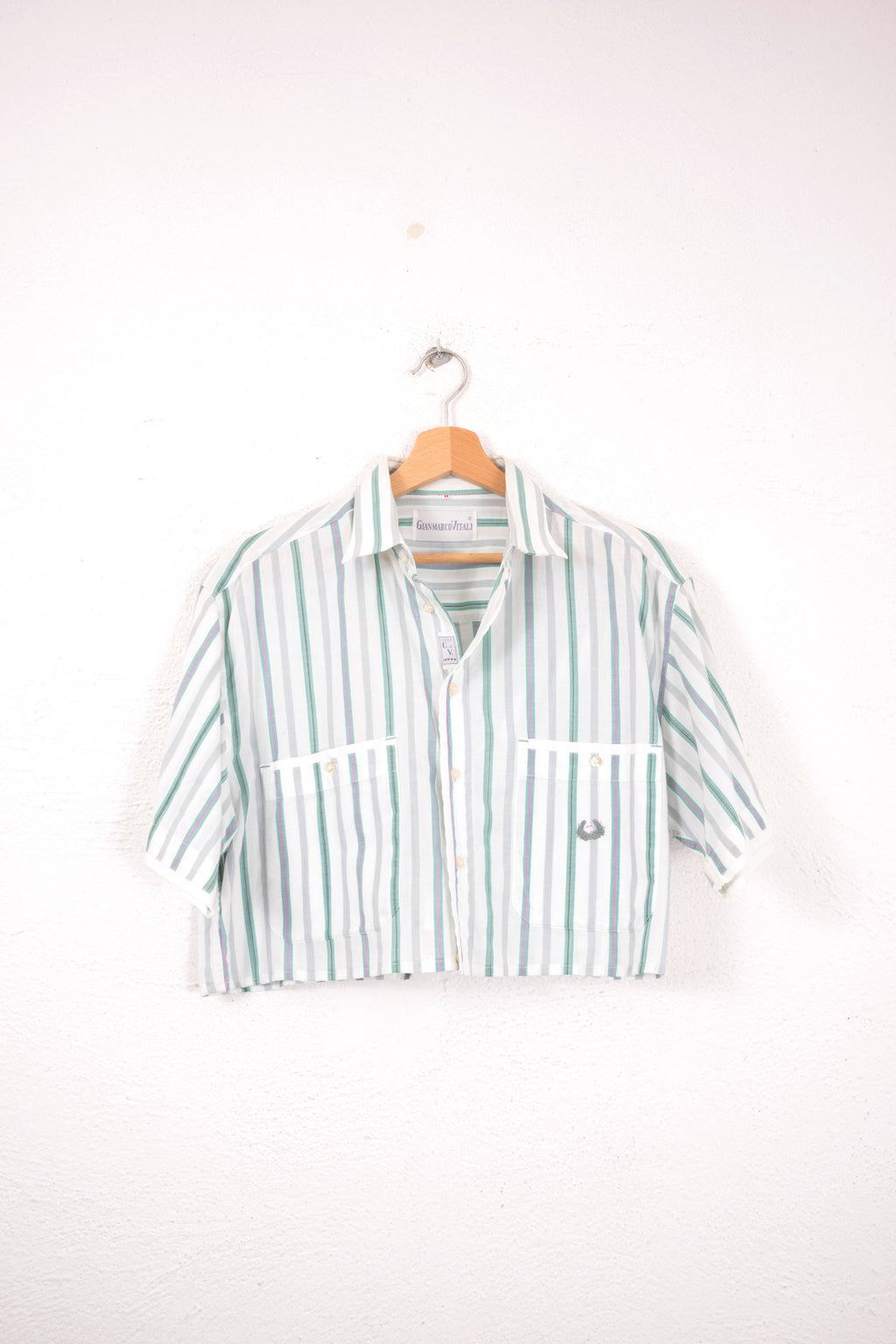 CAMICIA CROP VINTAGE A RIGHE