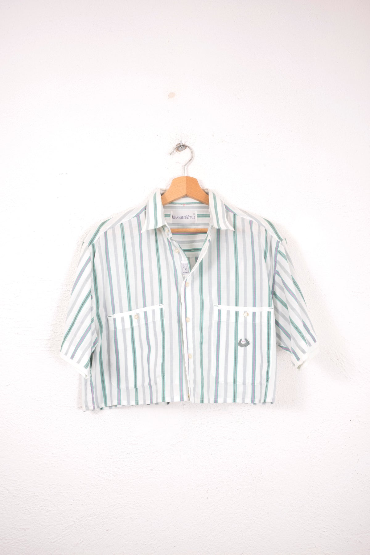 CAMICIA CROP VINTAGE A RIGHE