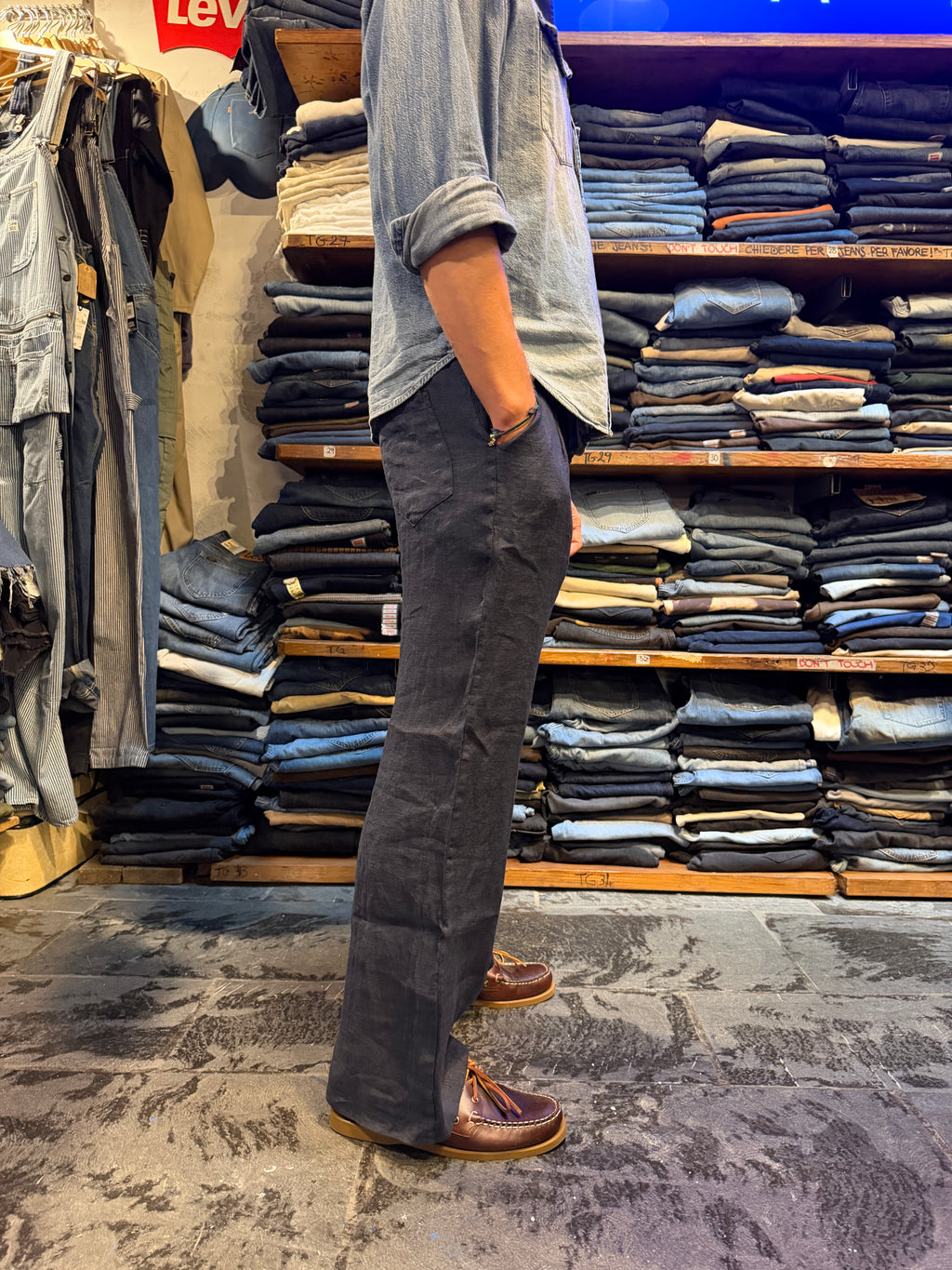 Pantalone 100% Lino BLU NAVY