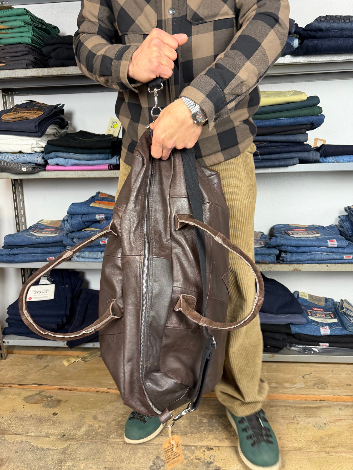 Borsone vera pelle Jacket upcycled