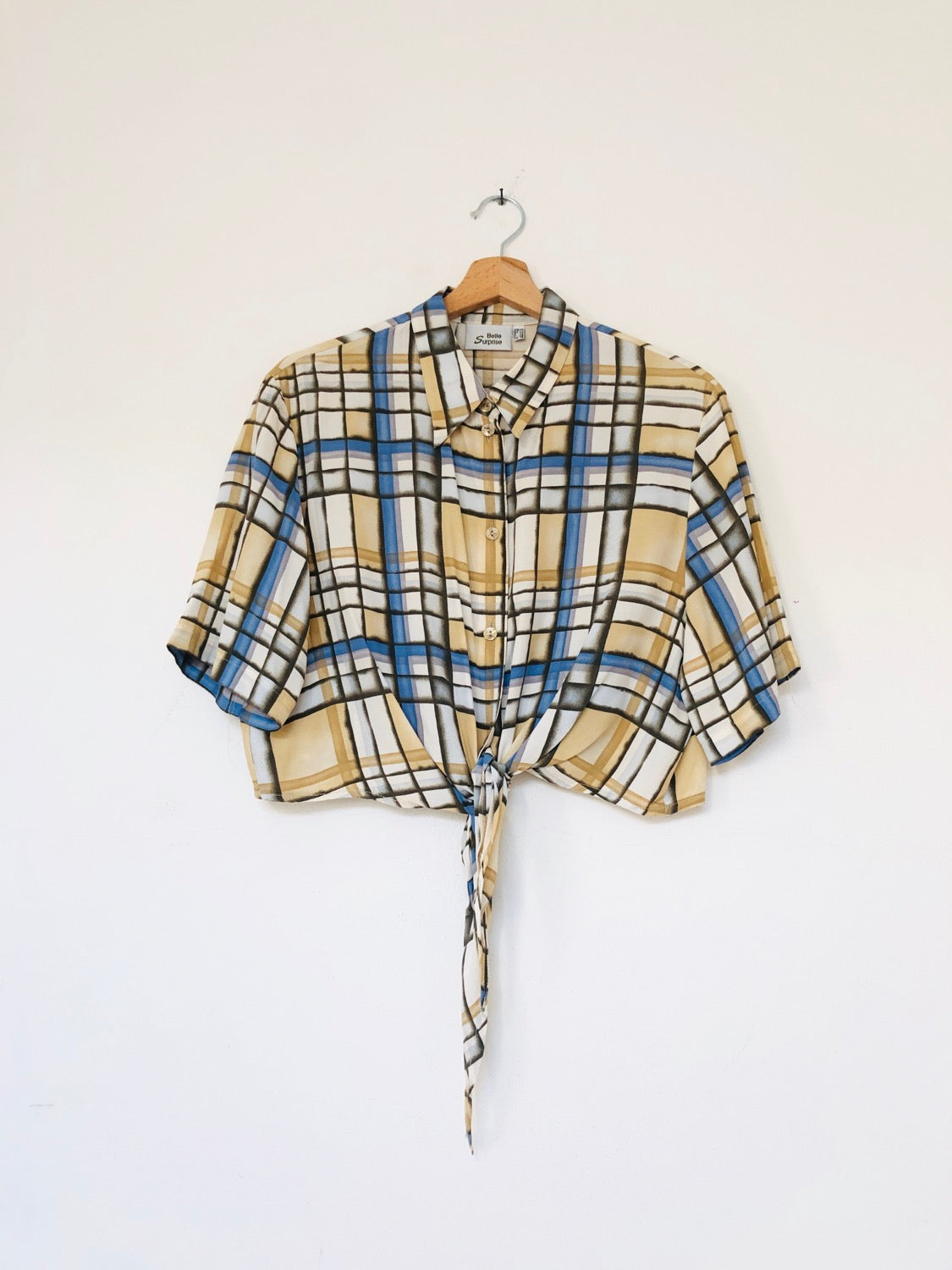 CAMICIA CROP VINTAGE A RIGHE
