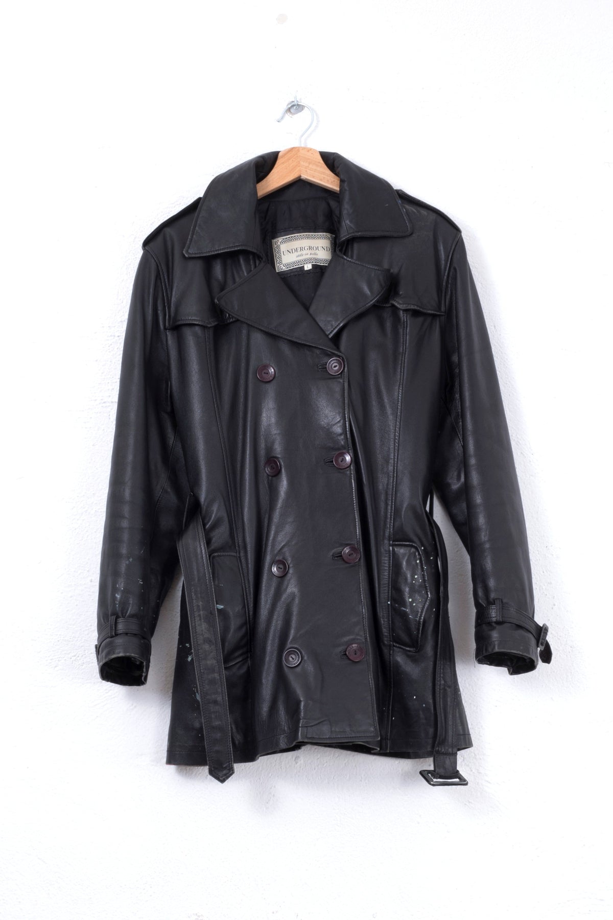 TRENCH IN VERA PELLE VINTAGE DIPINTO A MANO