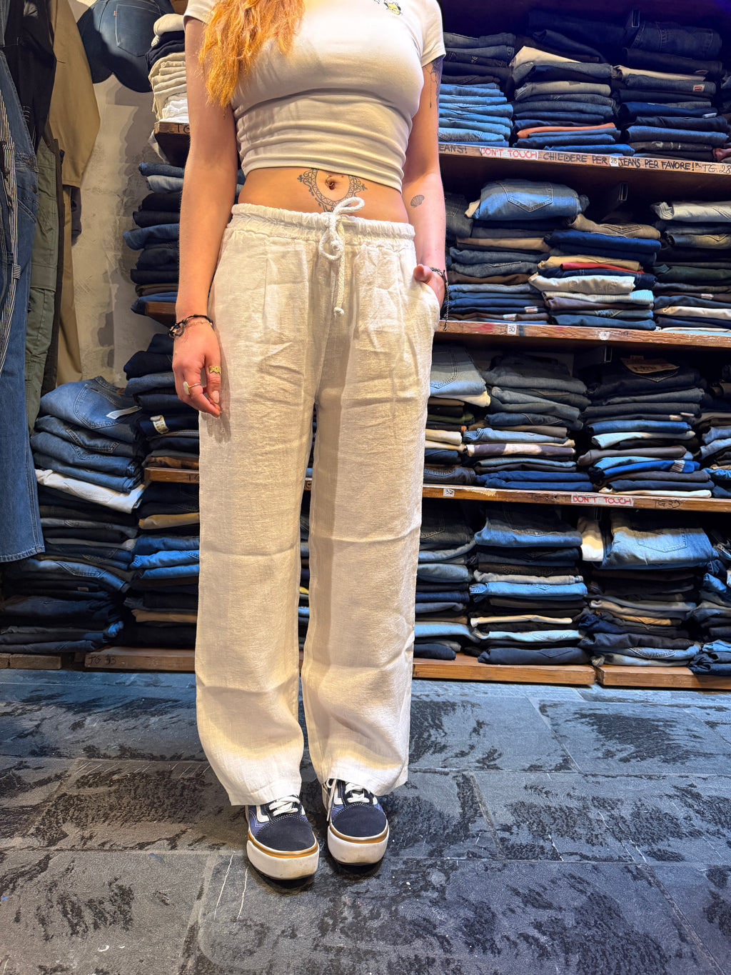Pantalone 100% Lino BIANCO