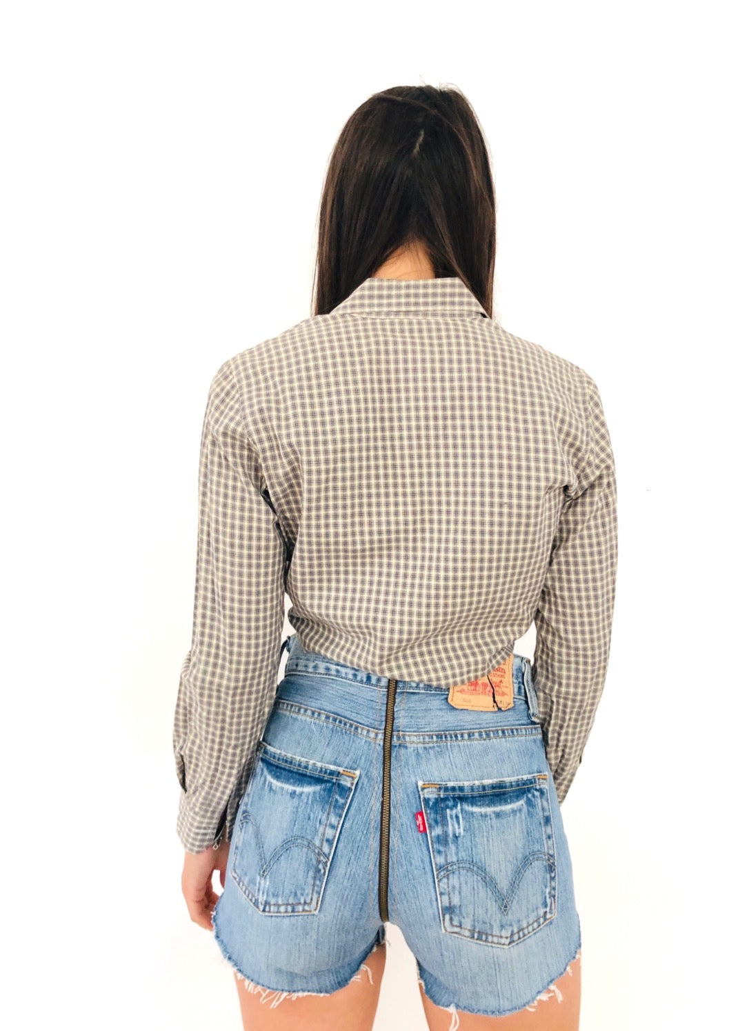 CAMICIA CROP VINTAGE A QUADRI