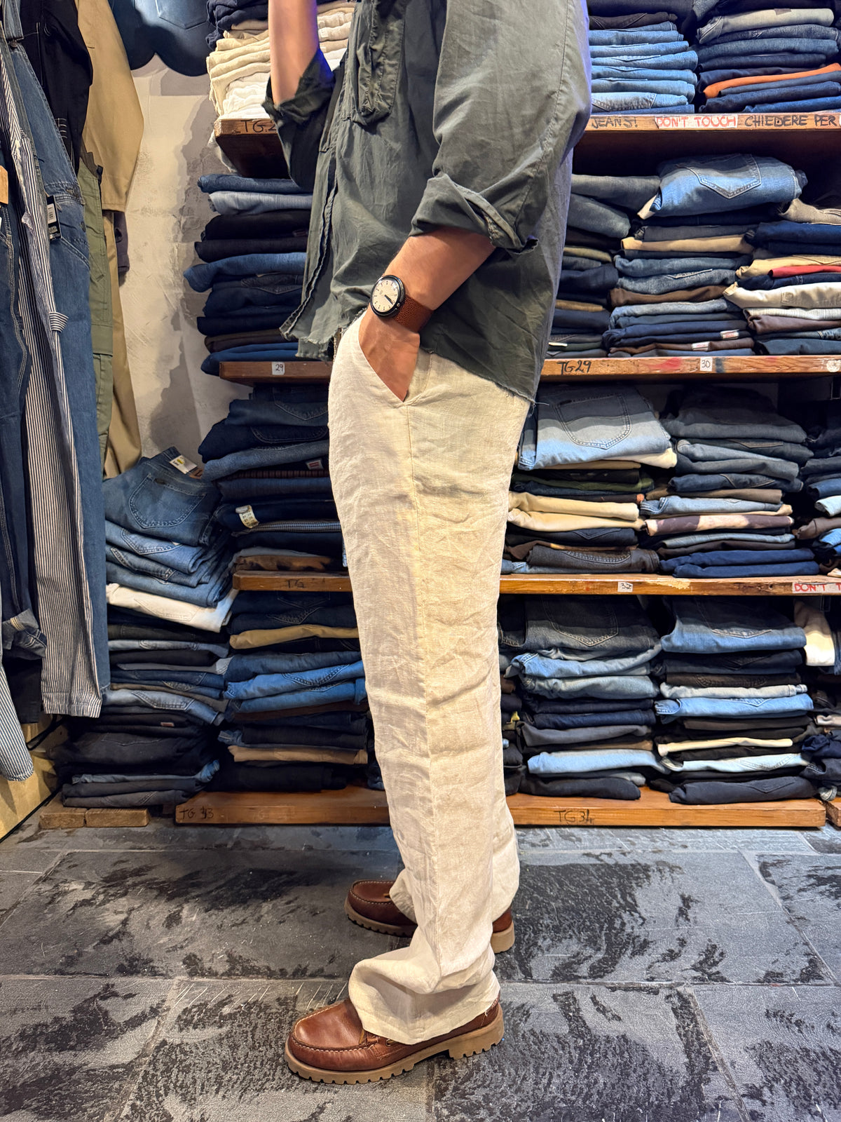 Pantaloni 100% Lino BEIGE