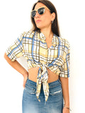 CAMICIA CROP VINTAGE A RIGHE