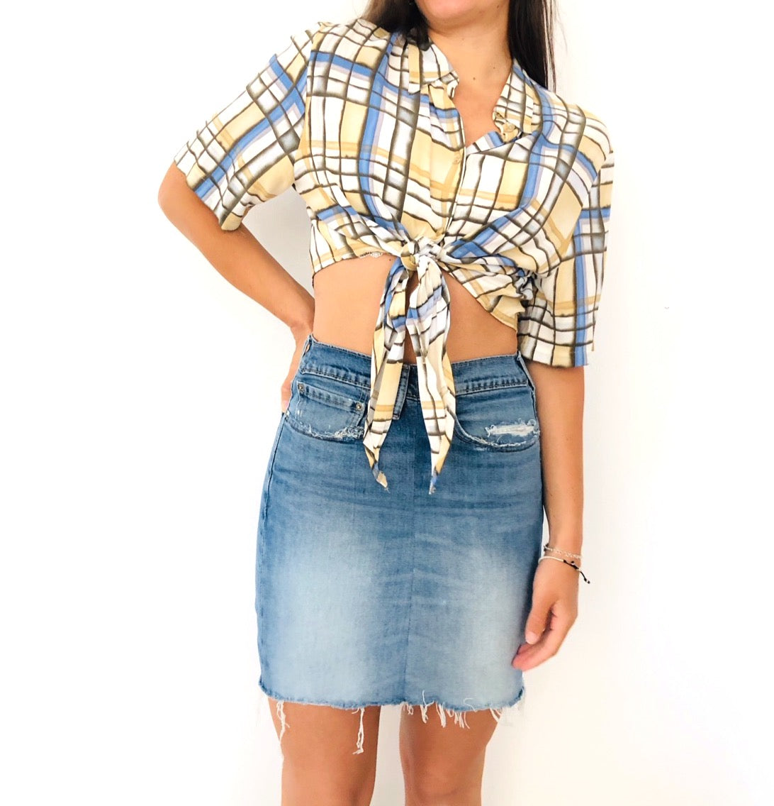 CAMICIA CROP VINTAGE A RIGHE